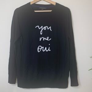 Banana Republic | Black White You Me Oui Knit Crewneck Long Sleeve Sweater L